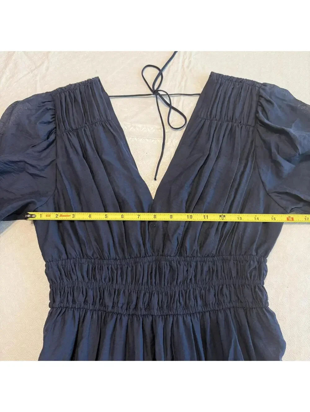 Abercrombie & Fitch Navy V-Neck Puff Sleeve Maxi Dress Size M Petite
